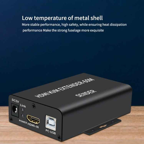 BW-HKE60A HDMI 60m KVM With USB Extender Support POE Single-End Power Supply With US Plug(Black)