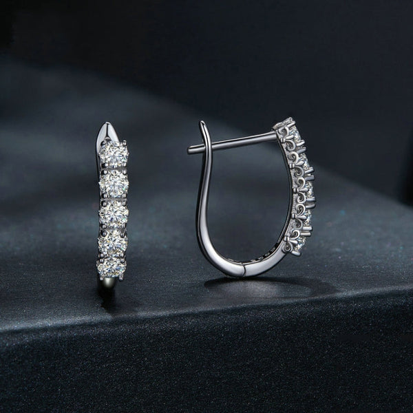 Sterling Silver S925 Moissanite U-Shaped Pattern Earrings