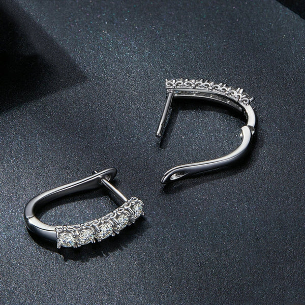 Sterling Silver S925 Moissanite U-Shaped Pattern Earrings