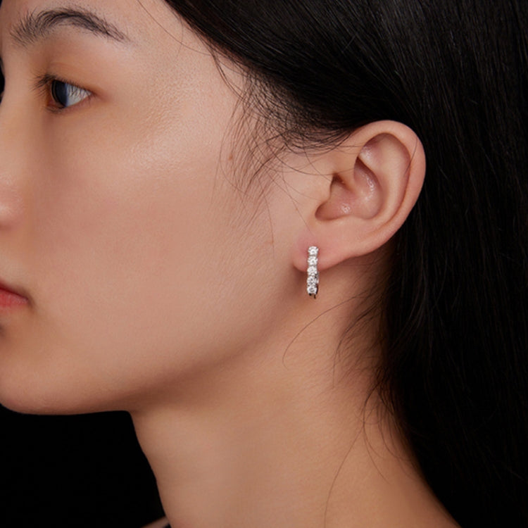 Sterling Silver S925 Moissanite U-Shaped Pattern Earrings