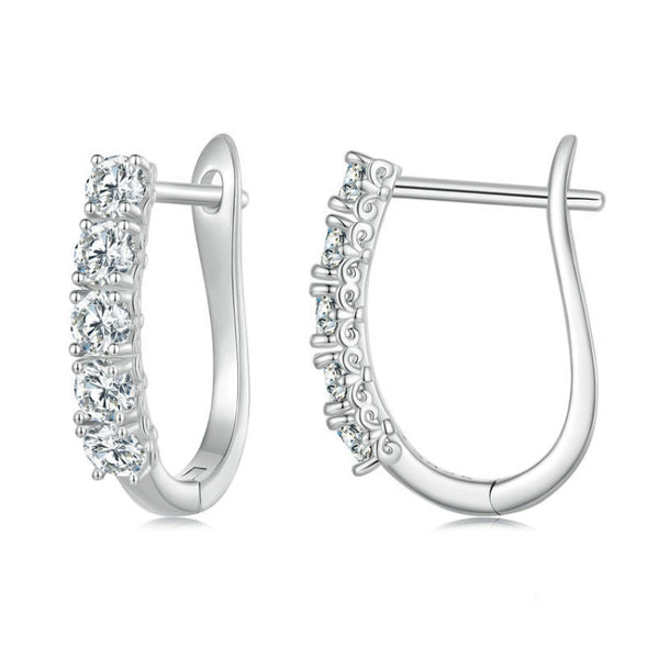 Sterling Silver S925 Moissanite U-Shaped Pattern Earrings