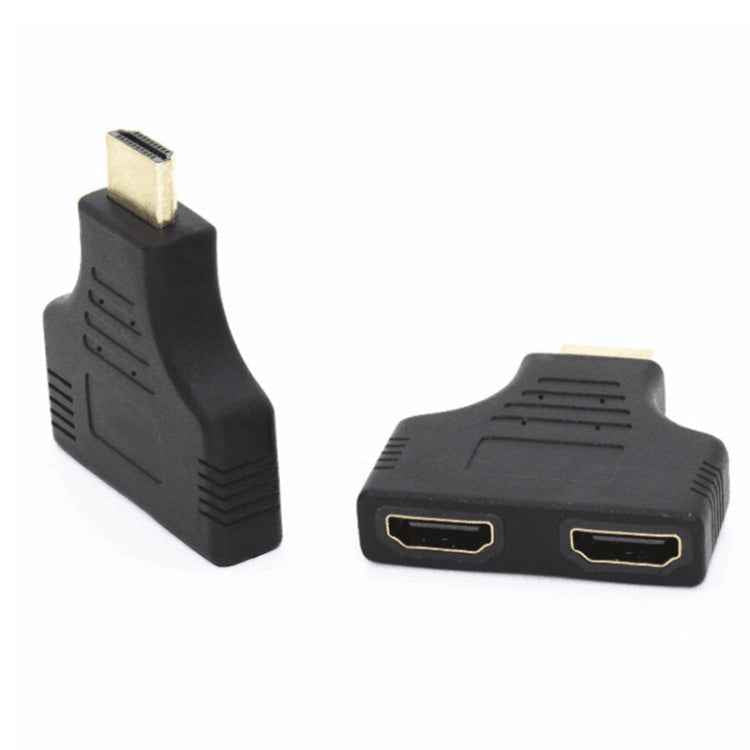 5pcs HDMI Male To 2 HDMI Female Adapter HD Computer Conversion Transformation Plug(Black)