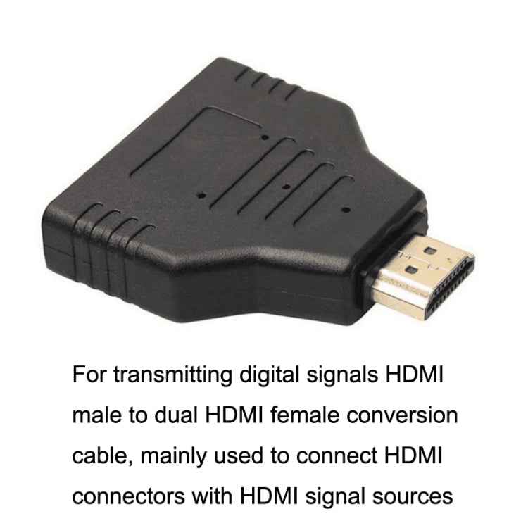 5pcs HDMI Male To 2 HDMI Female Adapter HD Computer Conversion Transformation Plug(Black)