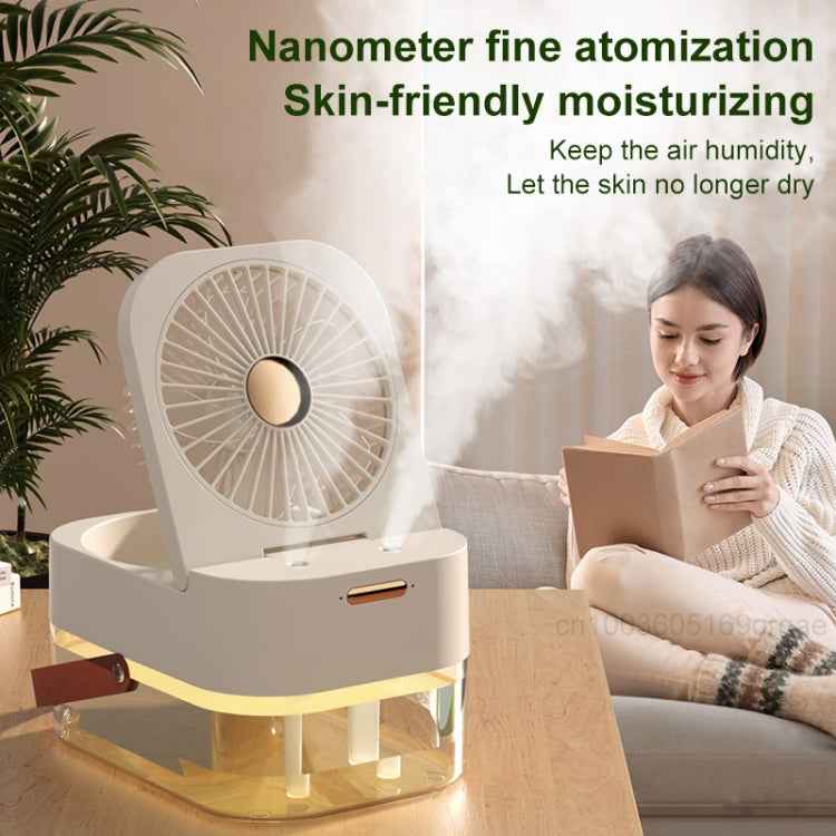 Rechargeable 4000mAh 2.5L Dual Spray Humidifying Fan with Ambient Light Aroma Diffuser(Green)