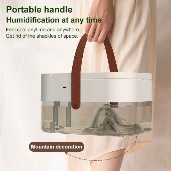 Rechargeable 4000mAh 2.5L Dual Spray Humidifying Fan with Ambient Light Aroma Diffuser(Green)