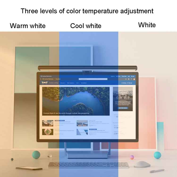 LED Infinitely Dimmable Computer Screen Hanging Lamp 3 Grade Color Temperature Touch Desk Lamp