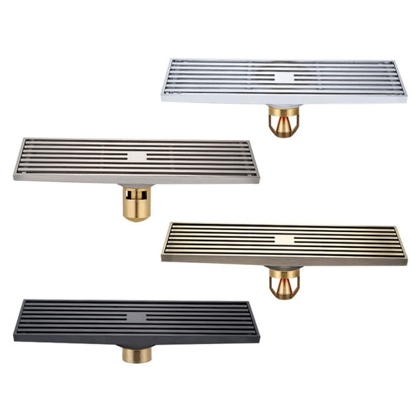 8x30cm Extended Full Copper Strip Floor Drain, Style: