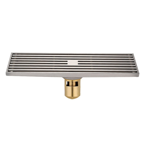 8x30cm Extended Full Copper Strip Floor Drain, Style: