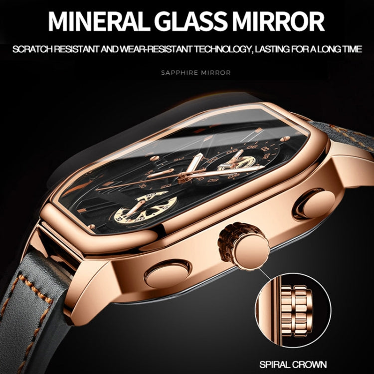 BINBOND B6577 30M Waterproof Luminous Square Quartz Watch