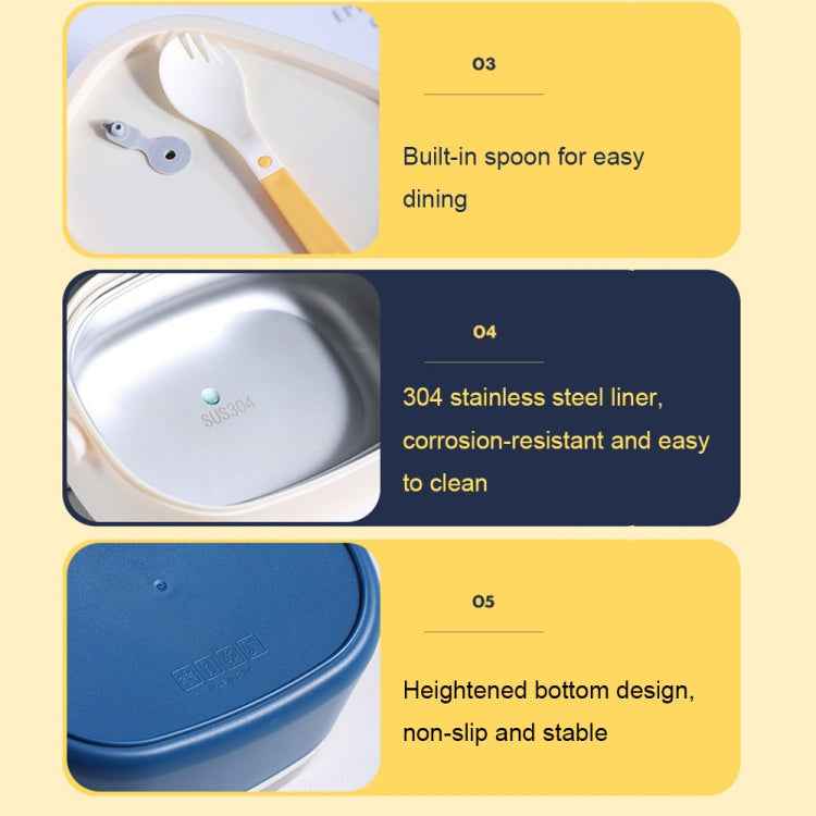 Large Capacity Oval Divided Portable Office Insulation Lunch Box, Specification: 600ml (Plastic Blue)