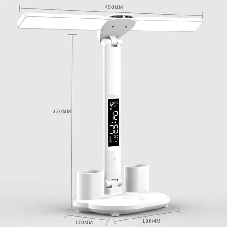 LED Intelligent Digital Display Foldable Desk Lamp, Style: Double Head Charging 3200mAh