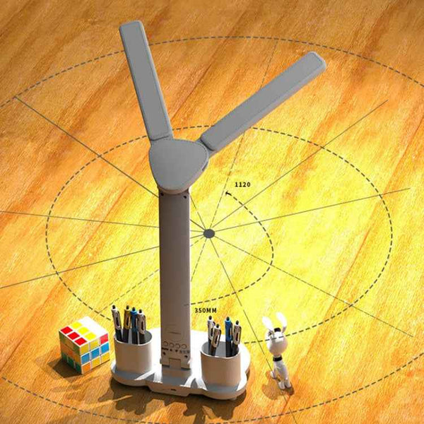 LED Intelligent Digital Display Foldable Desk Lamp, Style: Double Head Charging 3200mAh