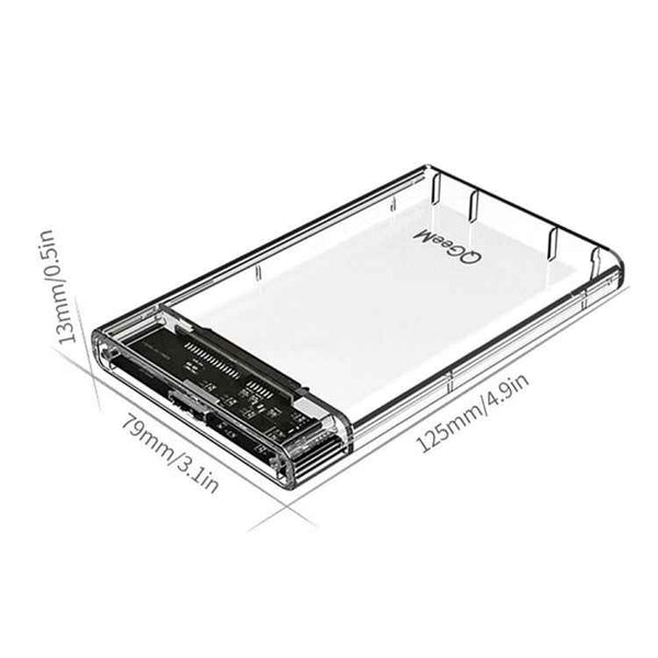 Micro-USB QGeeM USB3.0 Transparent High-Speed 2.5 Inch Universal Laptop External Hard Disk Box