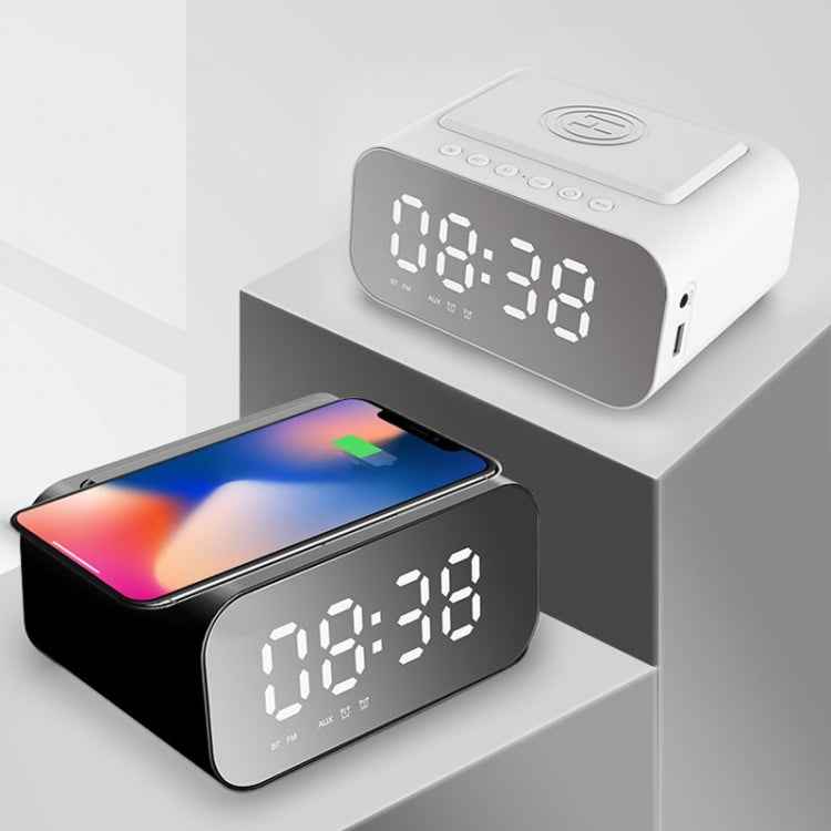 BT510 15W LED Clock Wireless Charging Bluetooth Speaker Multifunctional Smart Mirror Alarm Clock Audio(Iron Black)