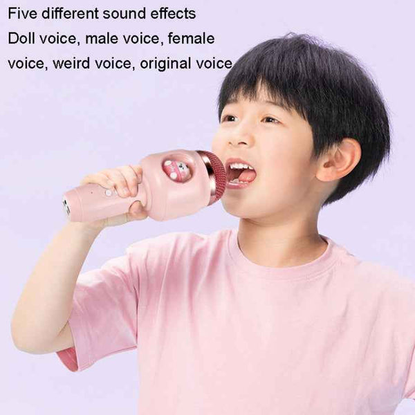 Children Wireless Microphone Bluetooth Phone Singing Microphone(Pink)