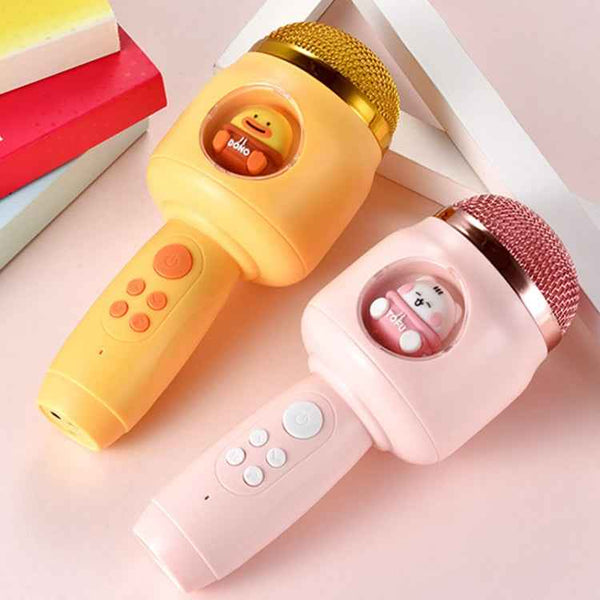 Children Wireless Microphone Bluetooth Phone Singing Microphone(Pink)