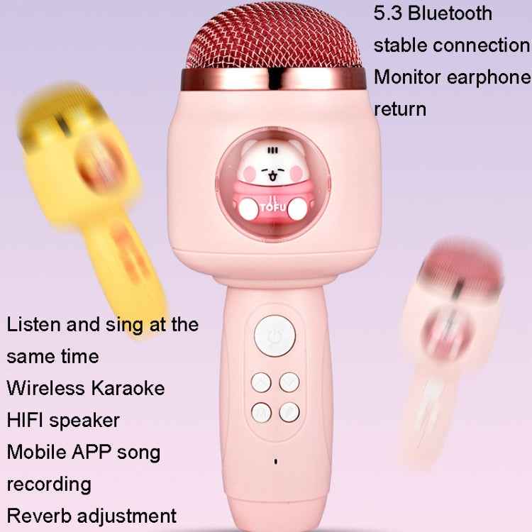 Children Wireless Microphone Bluetooth Phone Singing Microphone(Pink)