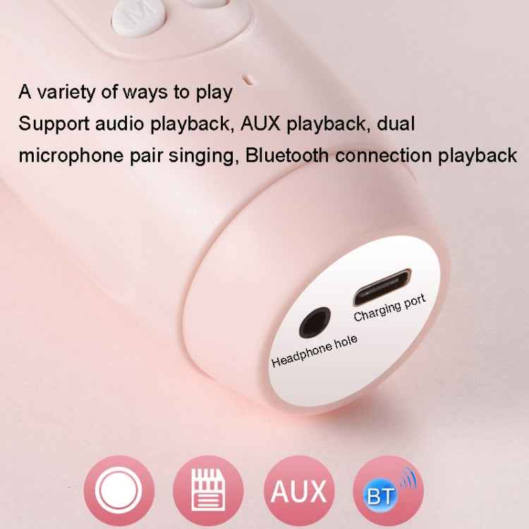 Children Wireless Microphone Bluetooth Phone Singing Microphone(Pink)