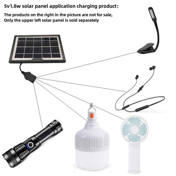Small Table Lamp Flashlight With USB Female Head 5V/1.8W Solar Panel(Black)