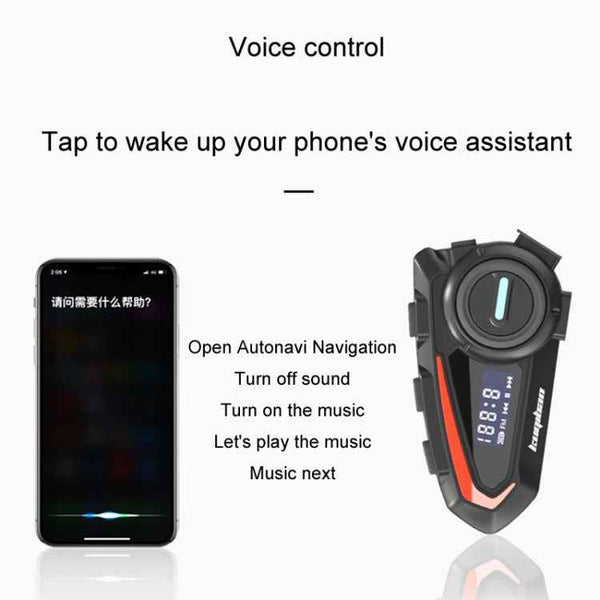 KUQIBAO Motorcycle Helmet Waterproof Bluetooth Headset With Screen(Hard Microphone)