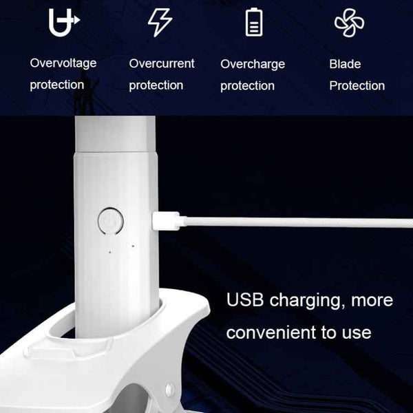 Desktop Portable USB Charging Clip Fan Multifunctional Rotatable Handheld Fan(Gray)