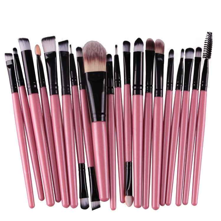20pcs/set Wooden Handle Makeup Brush Set Beauty Tool Brushes(Black+Pink)