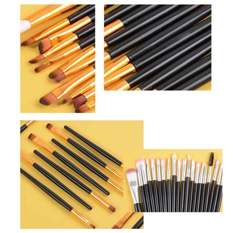 20pcs/set Wooden Handle Makeup Brush Set Beauty Tool Brushes(Black+Pink)