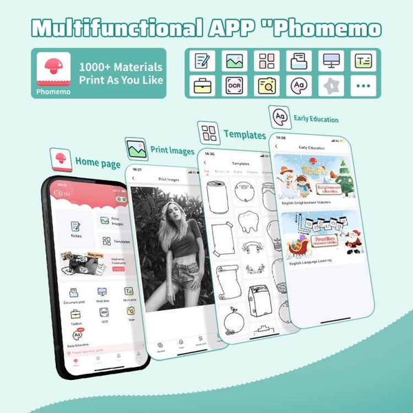 Phomemo T02 Standard Error Mini Pocket Small Portable Bluetooth Phone Photo Label Thermal Printer(Green)