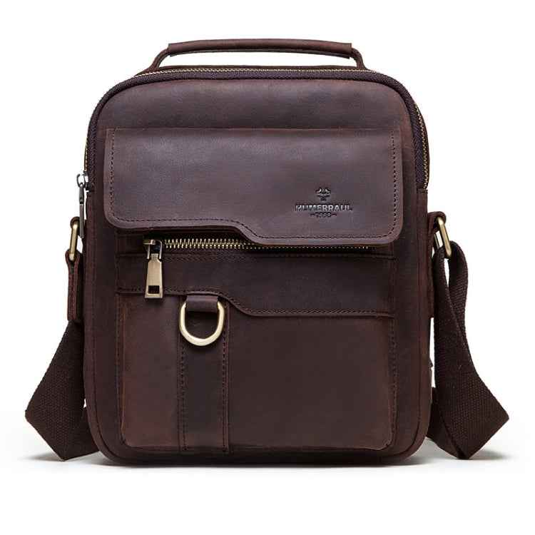 HUMERPAUL Men Leather Cross-Body Bag Shoulder Bag(Brown)