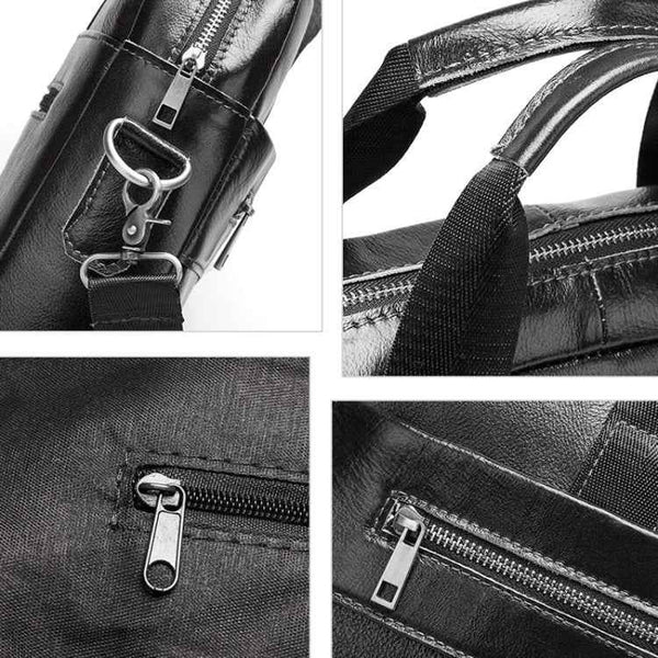 HUMERPAUL Men Leather Meter Bag Retro Messenger Bag Handbag Shoulder Bag(Brown)