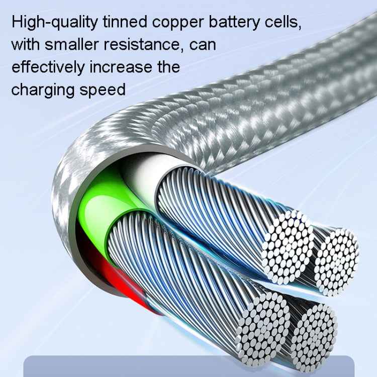 ROMOSS CB25 3 In 1 3.5A  8 Pin + Micro USB + Type C/USB-C Cable 1m(Rose Gold)