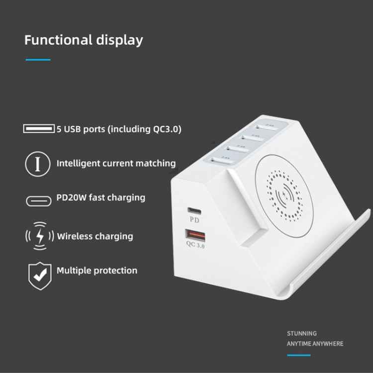 PD 20W +QC 3.0 Wireless Charging+6 Ports Multi-function Charger(EU Plug)