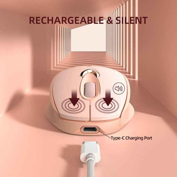 Inphic M8 Wireless Mouse Charging Quiet Office Home 2.4G USB Mouse, M8 (Milk Tea)