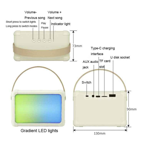 Portable RGB Lighting Effect Bluetooth Speaker Home Mini Karaoke Audio, Style: Dual Microphone+Speaker(Beige)