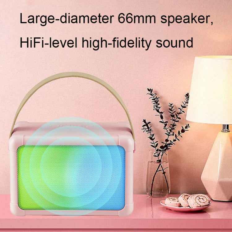 Portable RGB Lighting Effect Bluetooth Speaker Home Mini Karaoke Audio, Style: Dual Microphone+Speaker(Beige)