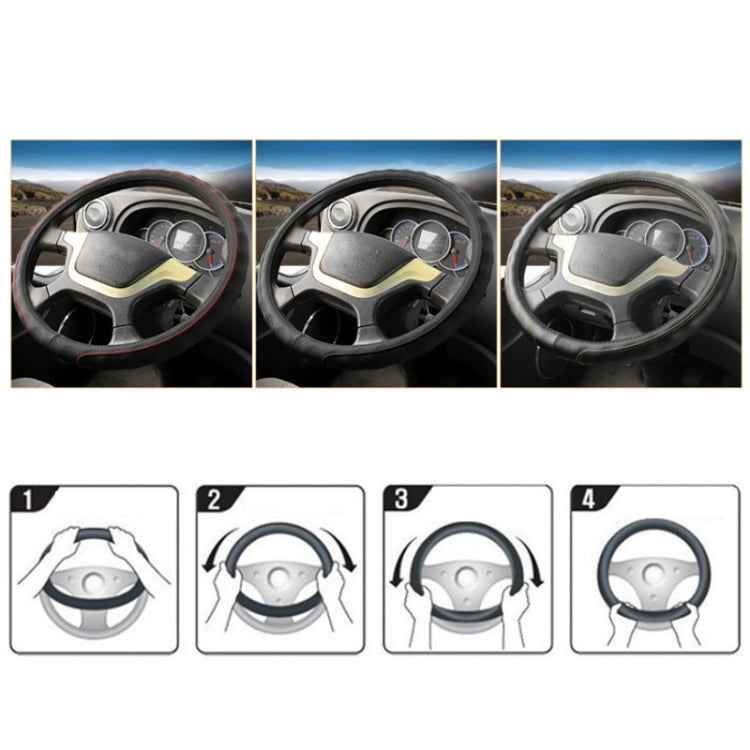 45cm Leather Truck Steering Wheel Cover(Black)