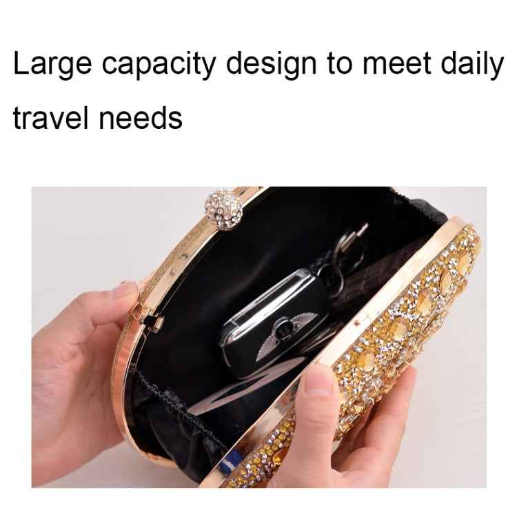 Oval Sunflower Diamond Evening Party Clutch Bag(Gold)