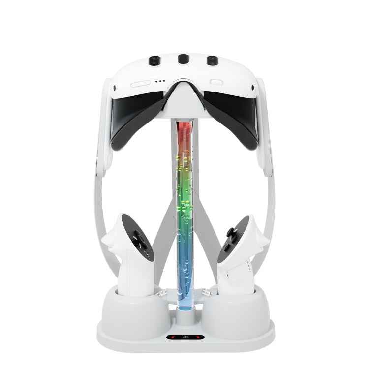 For Meta Quest 3 VR Glasses Charging Base Storage Bracket with Cool RGB Light(White)