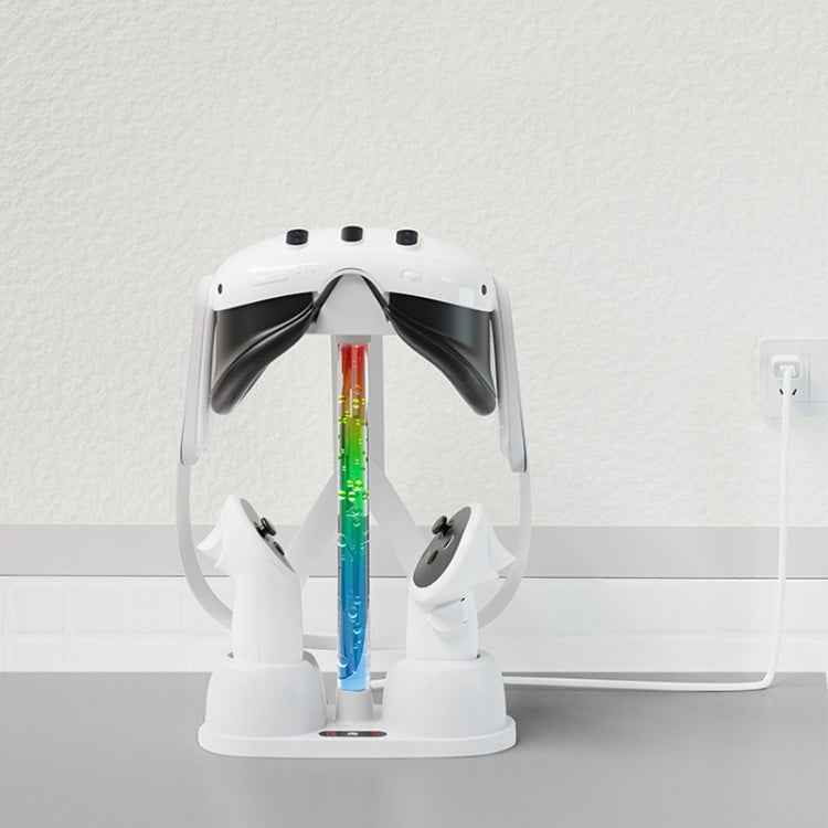 For Meta Quest 3 VR Glasses Charging Base Storage Bracket with Cool RGB Light(White)