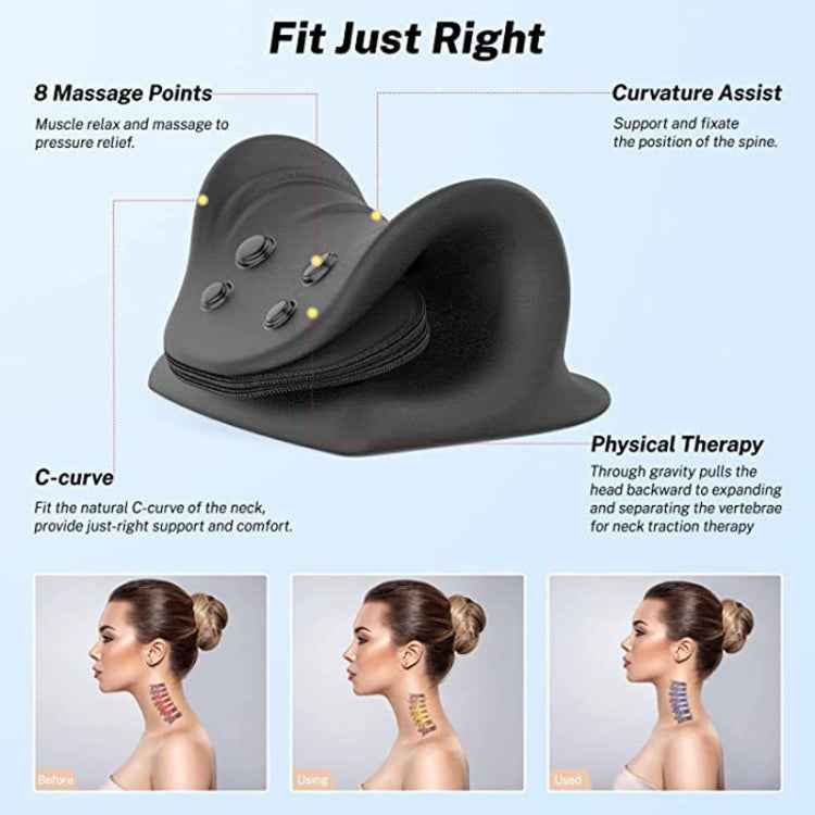 Neck Massage Pillow Shoulder Relaxer Cervical Traction Device with Airbag(Black)