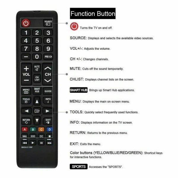 BN59-01199F For Samsung LED LCD Smart TV Remote Control
