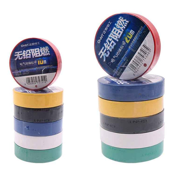 CHINT Electrical Tape Waterproof PVC Wire Insulation Tapes, 10m Blue, 10m Black, 10m White, 20m Blue, 20m Black, 20m White