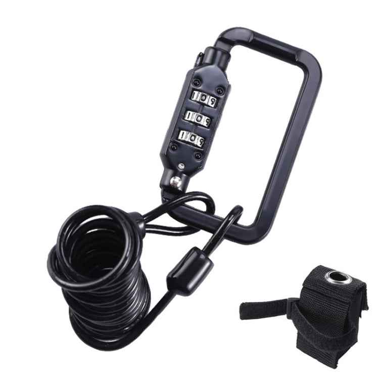 Universal Safety Code Wire Rope Helmet Lock for Motorcycles Bicycles, Black+Storage Bag