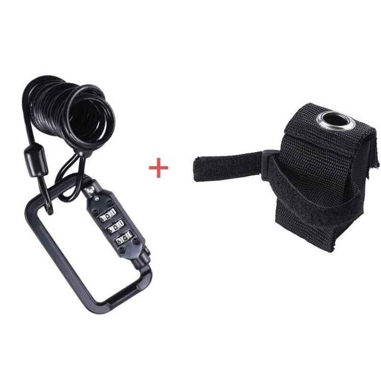 Universal Safety Code Wire Rope Helmet Lock for Motorcycles Bicycles, Black+Storage Bag