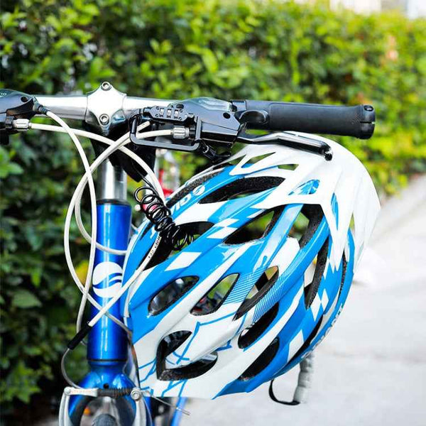 Universal Safety Code Wire Rope Helmet Lock for Motorcycles Bicycles, Black+Storage Bag