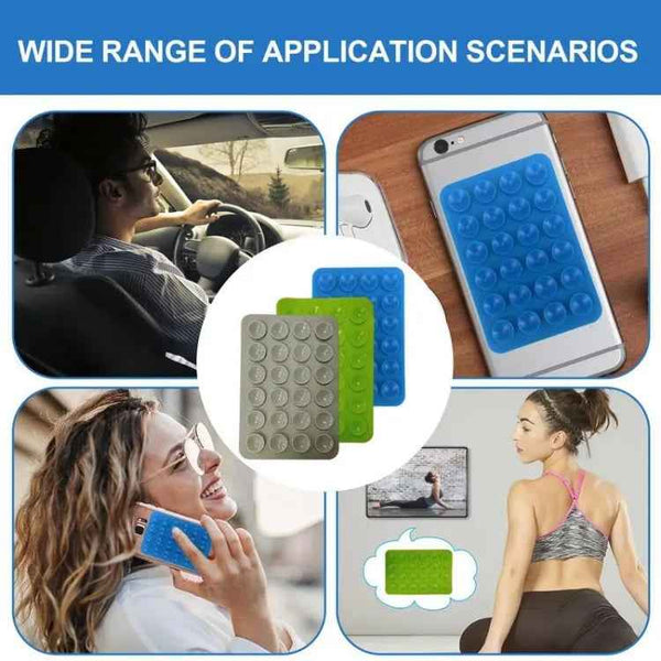 Mobile Phone Silicone 24 Square Shaped Suction Cup Mobile Phone Back Stickers(Red)