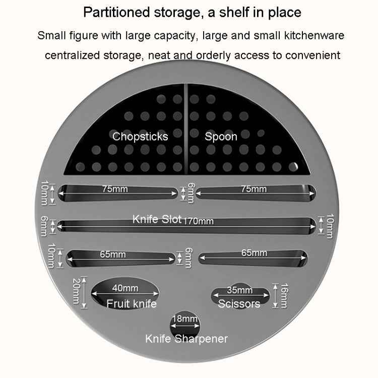 Home Thicken Knife Organizer Chopstick Cylinder Kitchen Drainage Countertop Shelf, Specification: Rotary (Black)