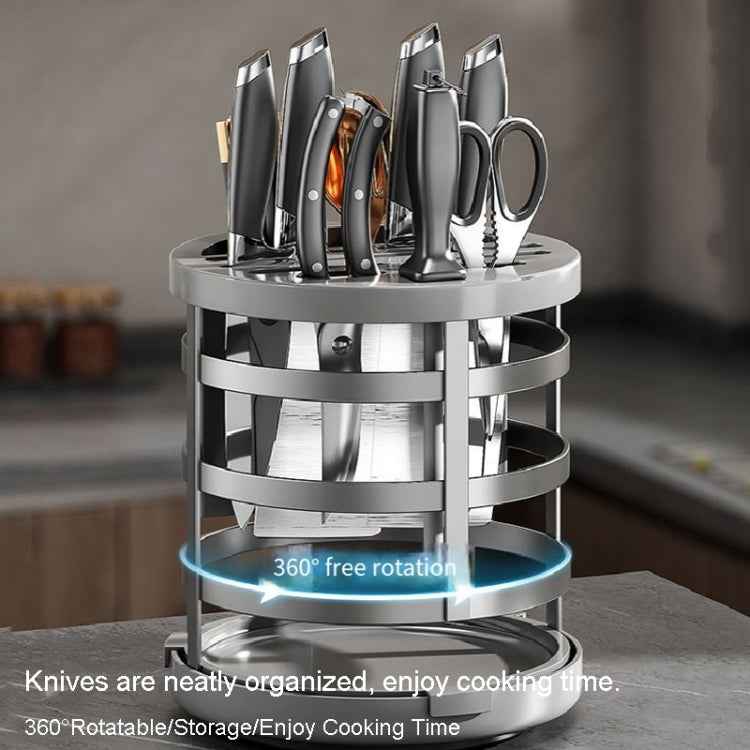 Home Thicken Knife Organizer Chopstick Cylinder Kitchen Drainage Countertop Shelf, Specification: Rotary (Black)