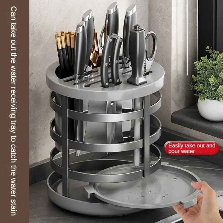 Home Thicken Knife Organizer Chopstick Cylinder Kitchen Drainage Countertop Shelf, Specification: Rotary (Black)