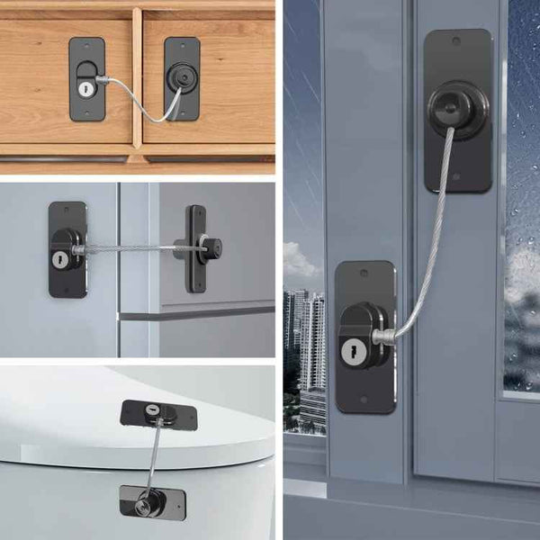 Multifunctional Children Window Safety Lock With Key Refrigerator Cabinet Lock Dual Purpose Limator(White)